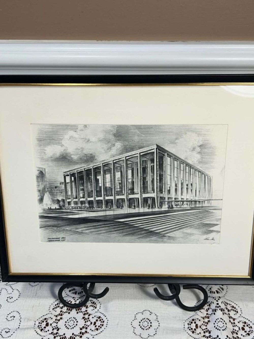 Alan Stern Philharmonic Hall Matted Sketch Art 11x14